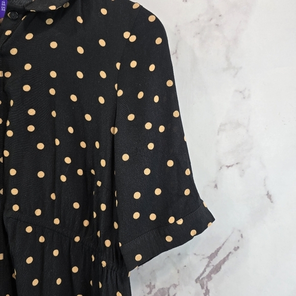 Seraphine Dress Women 2 XS Black Brown Polka Dot Maternity Nursing Button Front - Picture 13 of 14